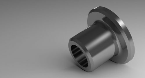 New,Steel,Glossy,Flanged,Bushing,,Lying,On,Gray,Background