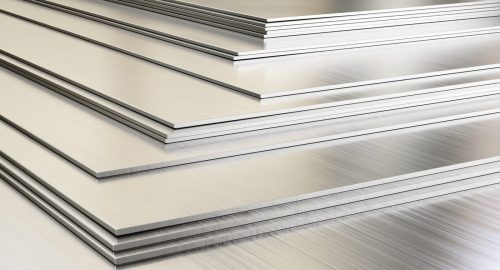 Steel,Sheets,In,Warehouse,,Rolled,Metal,Product.,3d,Illustration.